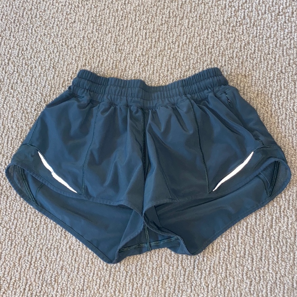 Deep green Lululemon Hotty Hot short 2.5” inseam